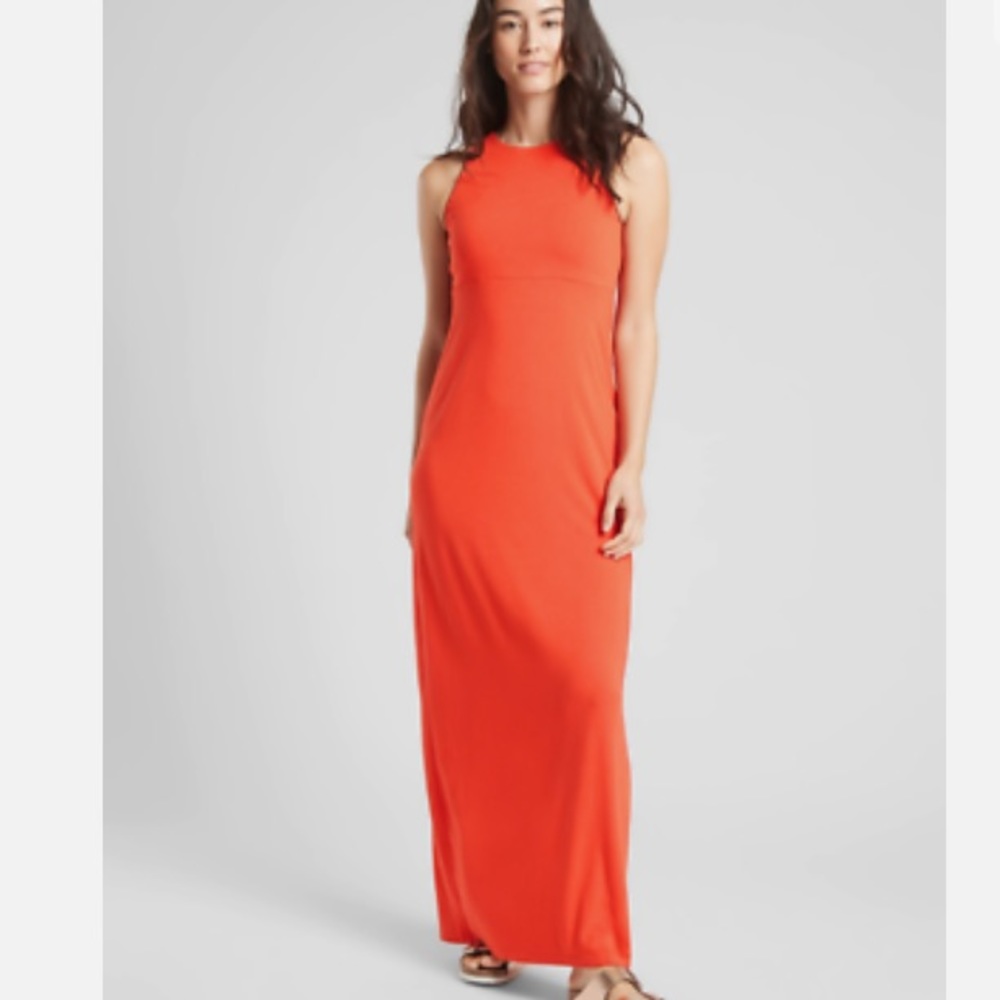 Athleta Santorini Torch Red UPF Sustainable Material Maxi Sleeveless Dress S